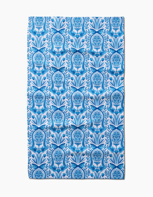 Delft Blue Easter Egg Damask Tea Towel