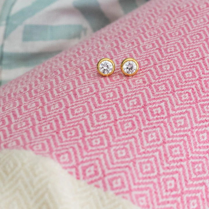 Lisi Lerch: The Baby Bezel Stud- 18k Gold Plated