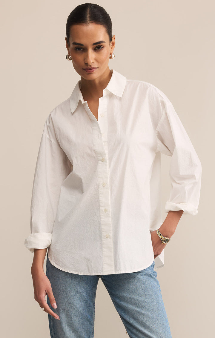 Z Supply: Elevated Poplin Button Shirt - White