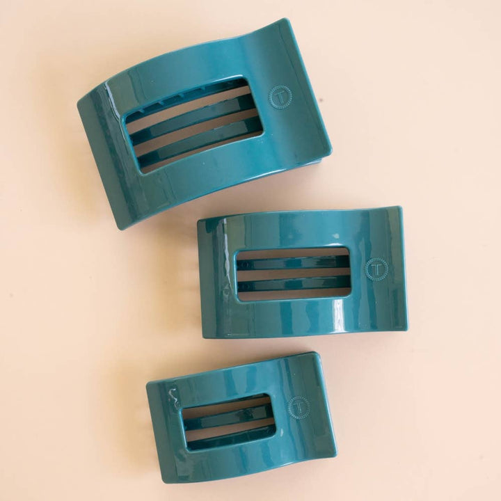 Teal With It Medium Flat Rectangle Hair Clip
