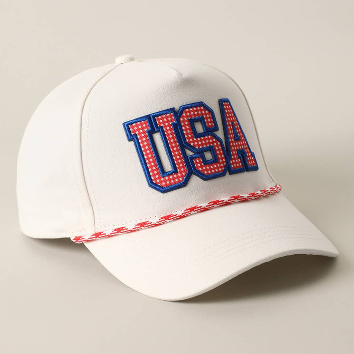 USA Patch Rope Trucker Hat: Red
