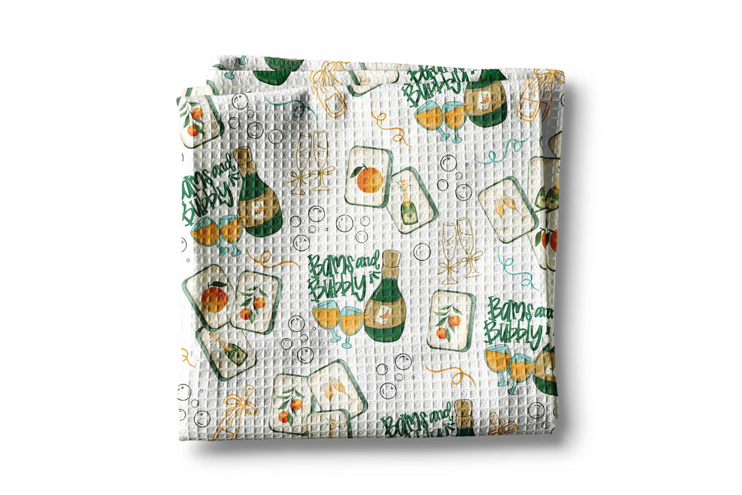 Mahjong Champagne Bam Kitchen Waffle Weave Towel Summer Mahj