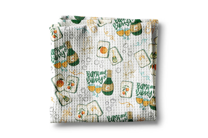 Mahjong Champagne Bam Kitchen Waffle Weave Towel Summer Mahj