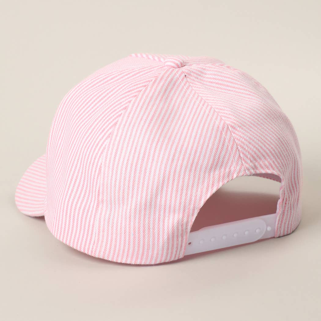 REALLY BUSY DILLY DALLYING Seersucker Stripe Hat: PINK - B Social Boutique