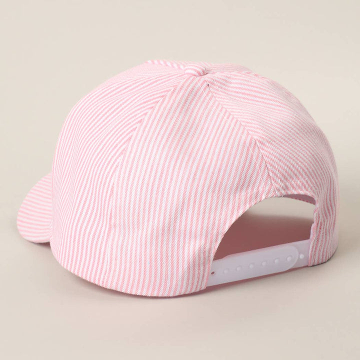 REALLY BUSY DILLY DALLYING Seersucker Stripe Hat: PINK - B Social Boutique