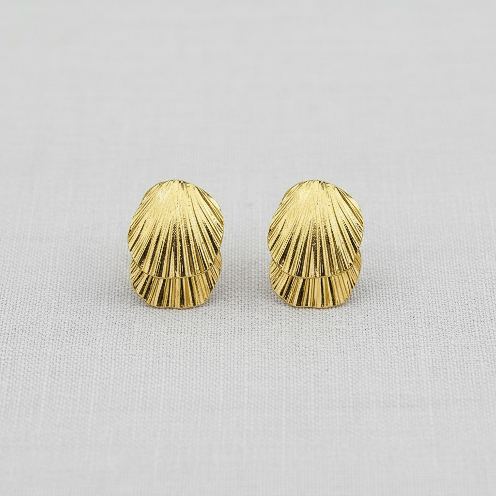 Metallic Shell Drop Earrings