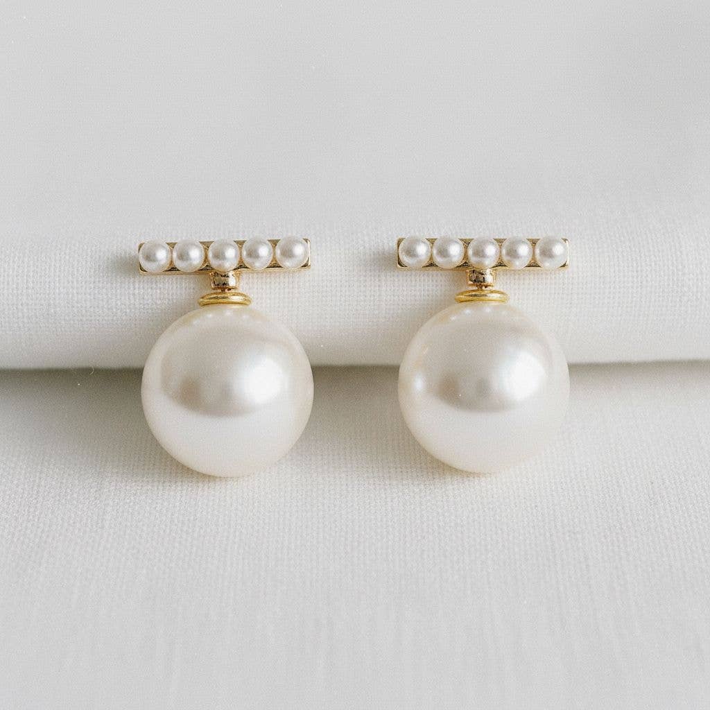 Geometric Pearl-Inspired Drop Earrings - B Social Boutique