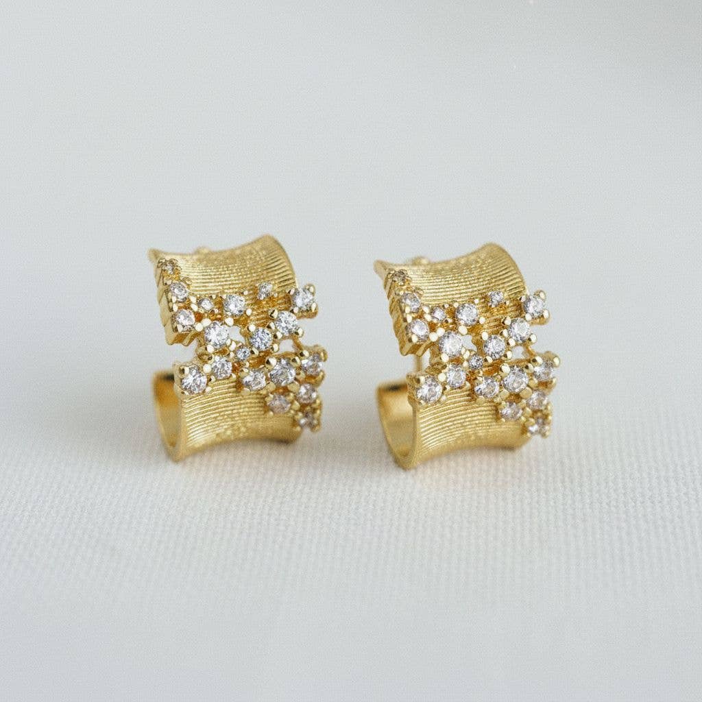 Irregular Cubic Zirconia C-Hoop Earrings