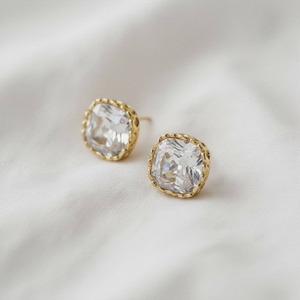 Chic Square Zirconia Drop Earrings - B Social Boutique
