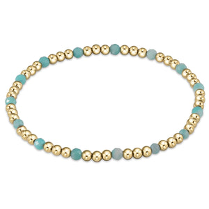 enewton: Gemstone Gold Sincerity Pattern 3mm Bead Bracelet - Amazonite
