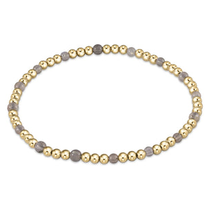 enewton: Gemstone Gold Sincerity Pattern 3mm Bead Bracelet - Labradorite