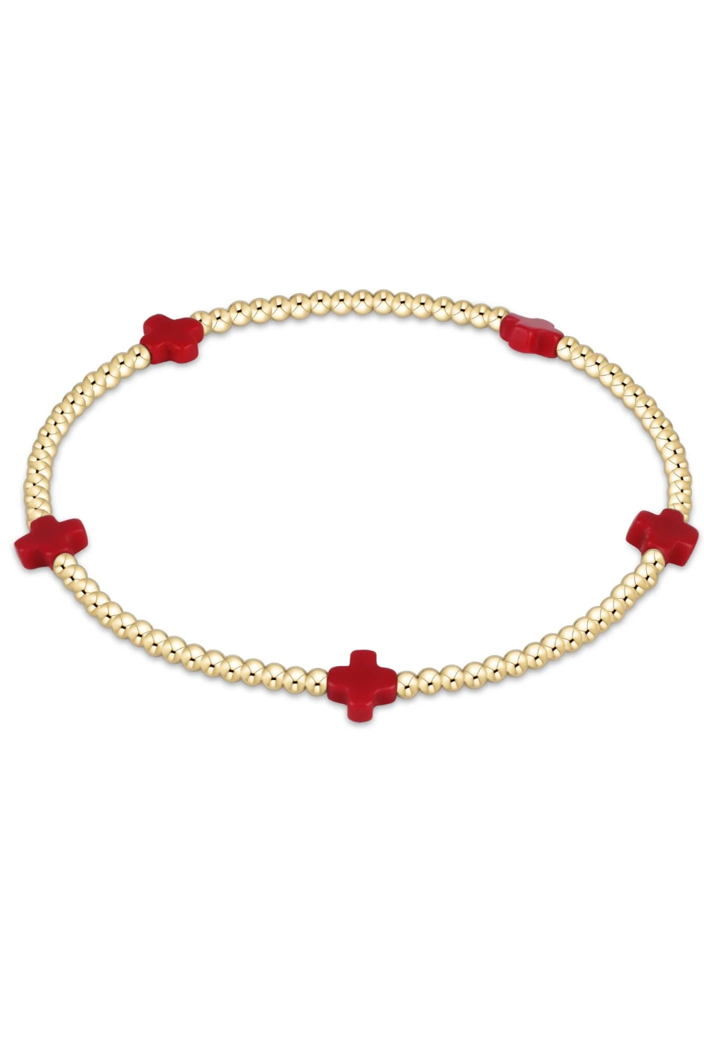 enewton: Signature Cross Small Gold Pattern 2mm Bead - Red