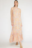 Paisley Delight Halter Maxi Dress - Orange Combo