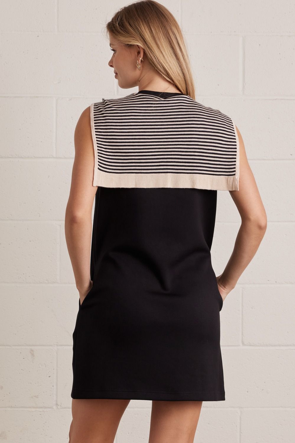 Chic And Easy Attached Sweater Dress - Black