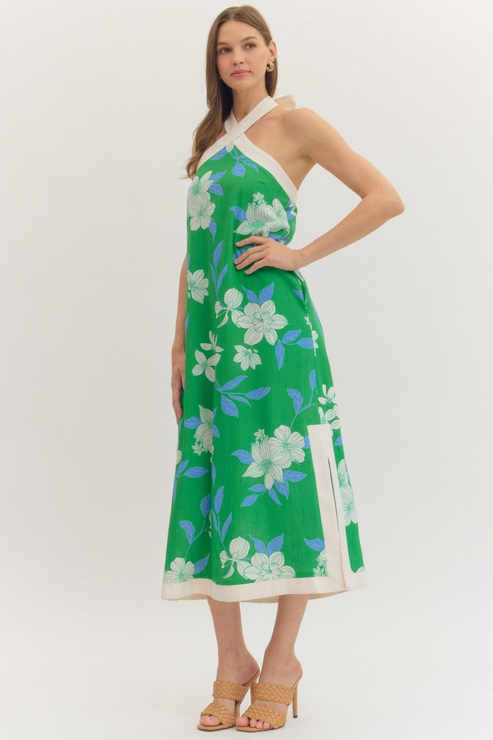 Summer Loving Halter Midi Dress - Green