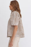 Ruffle Goes On Top - Taupe Printed