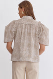 Ruffle Goes On Top - Taupe Printed