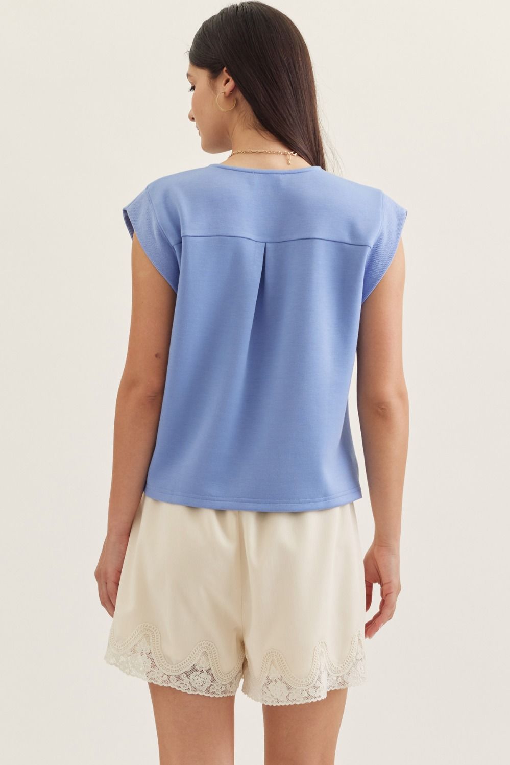 Everyday Luxe V-Neck Knit Top - Blue
