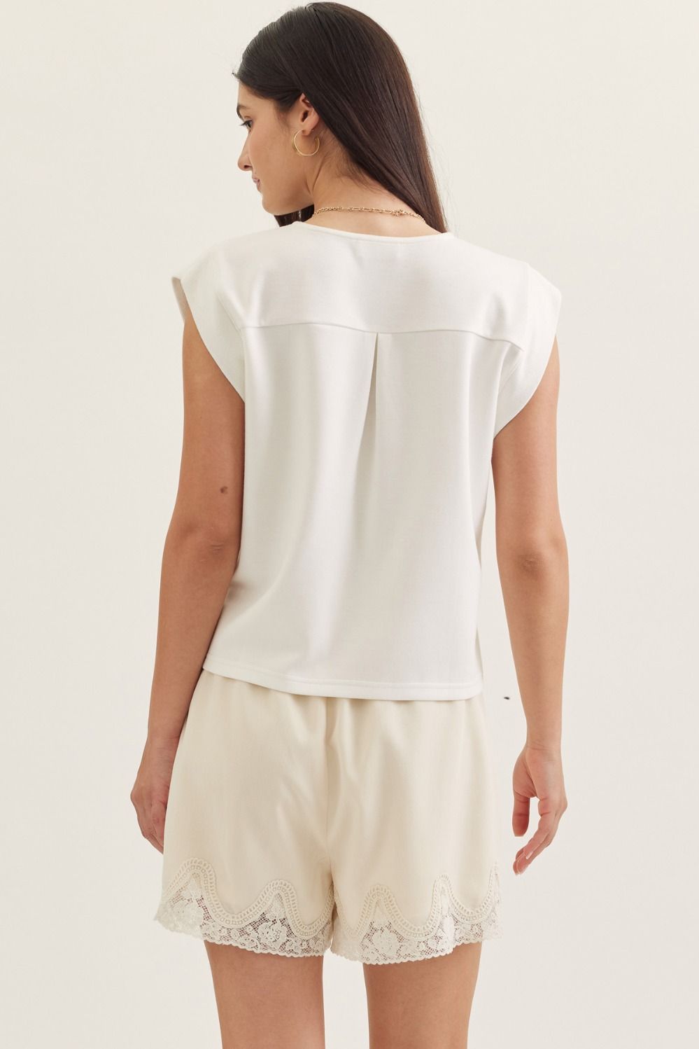 Everyday Luxe V-Neck Knit Top - White