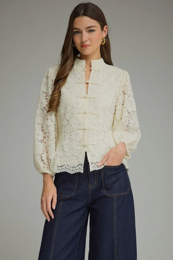 Ivory Elegance Button Up Lace Top