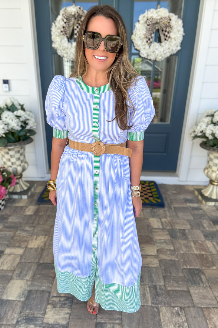 entro striped maxi dress