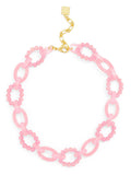 Multicolor Glass Bead and Resin Link Collar Necklace: MLT