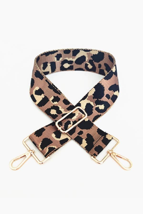 LEOPARD KNIT EMBROIDERED BAG STRAP