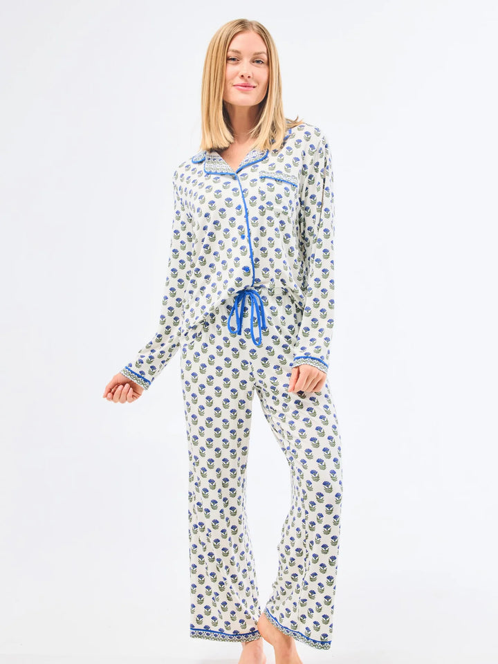 Mary Square: PJ Set Floral Foulard Navy