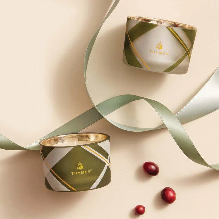 Thymes: Frasier Fir Frosted Plaid Poured Candle Set, Plaid