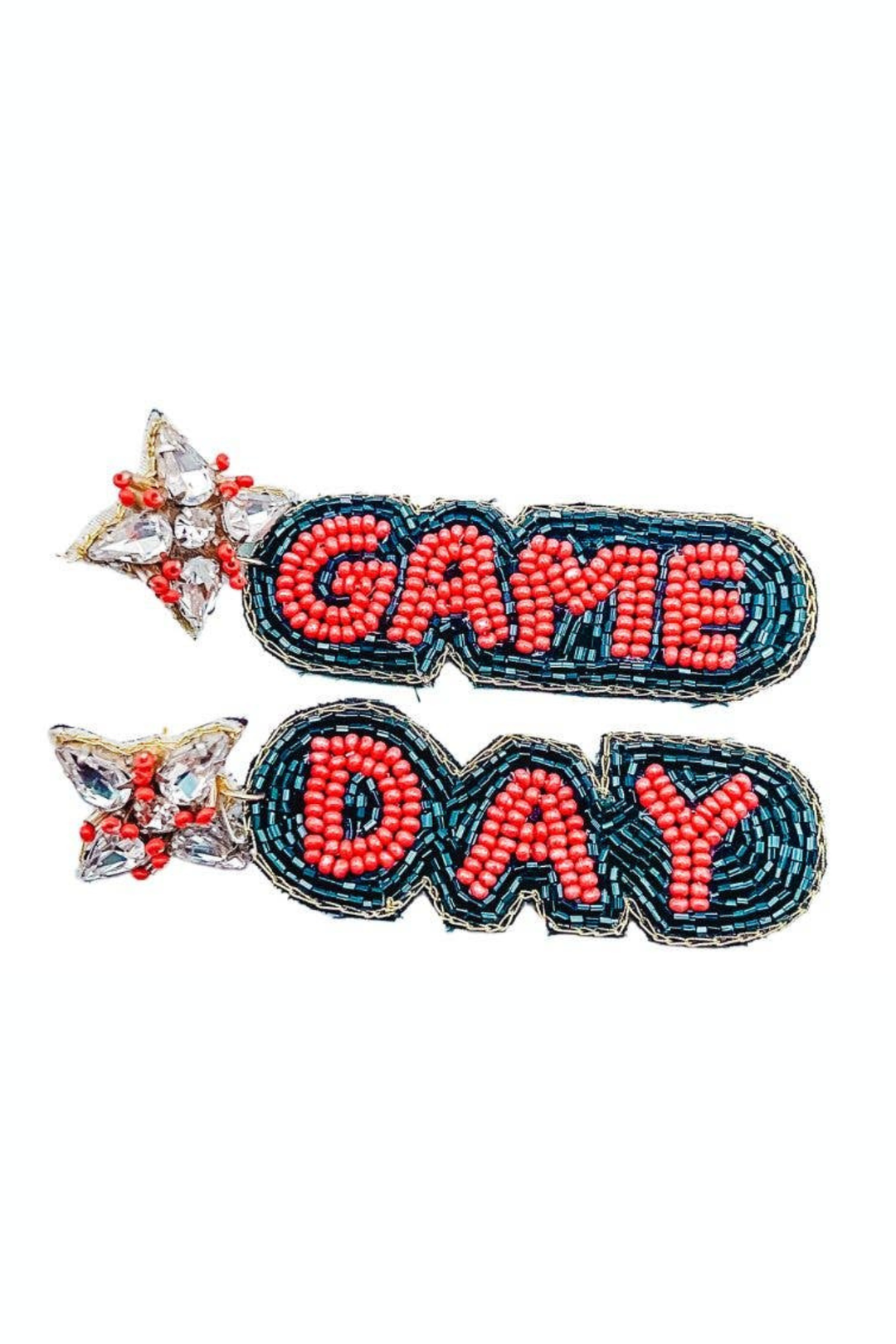 Game Day Beaded Earring Red/Black