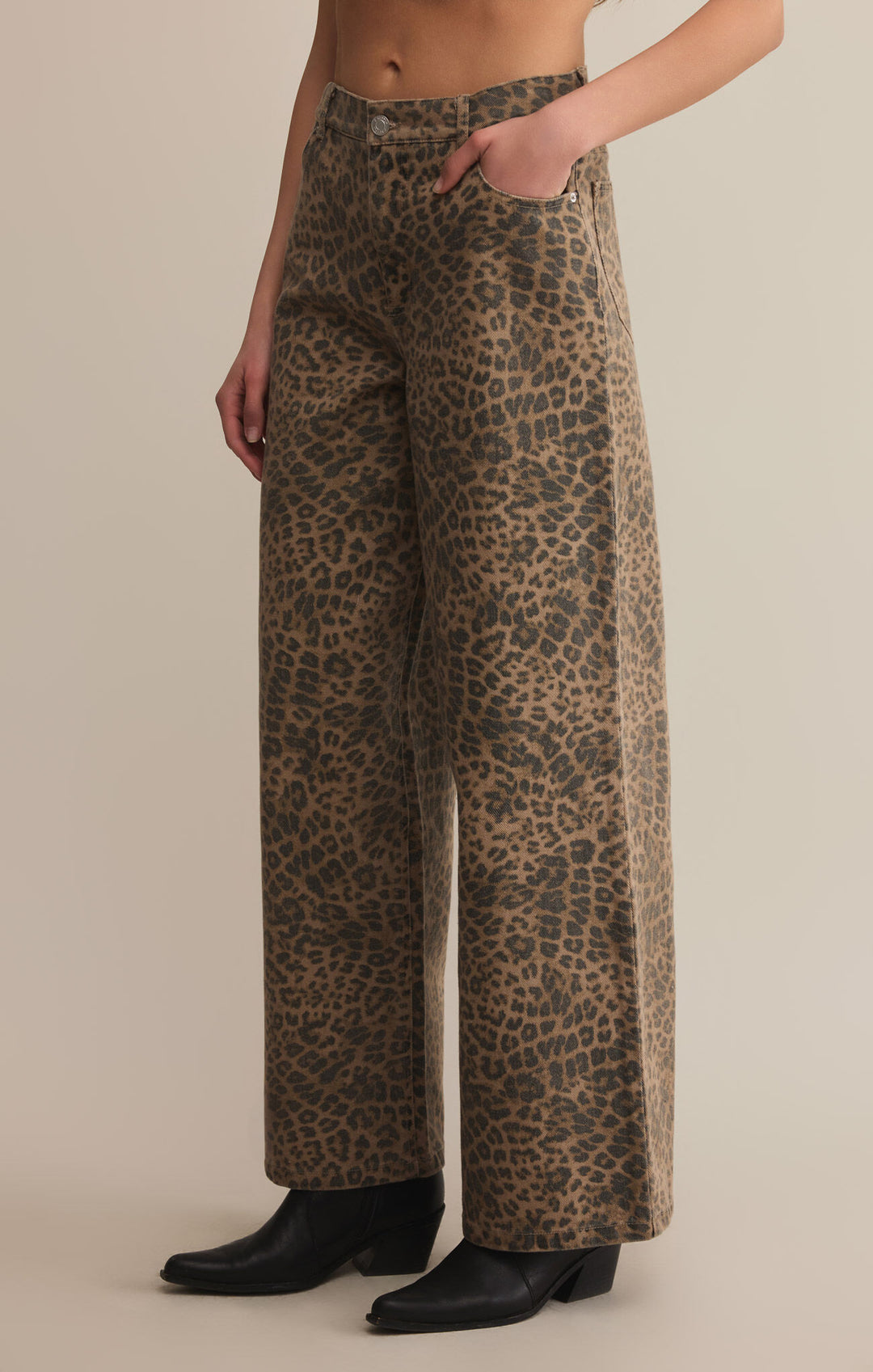 Z Supply: Marli Denim Leopard Pant Desert Tan