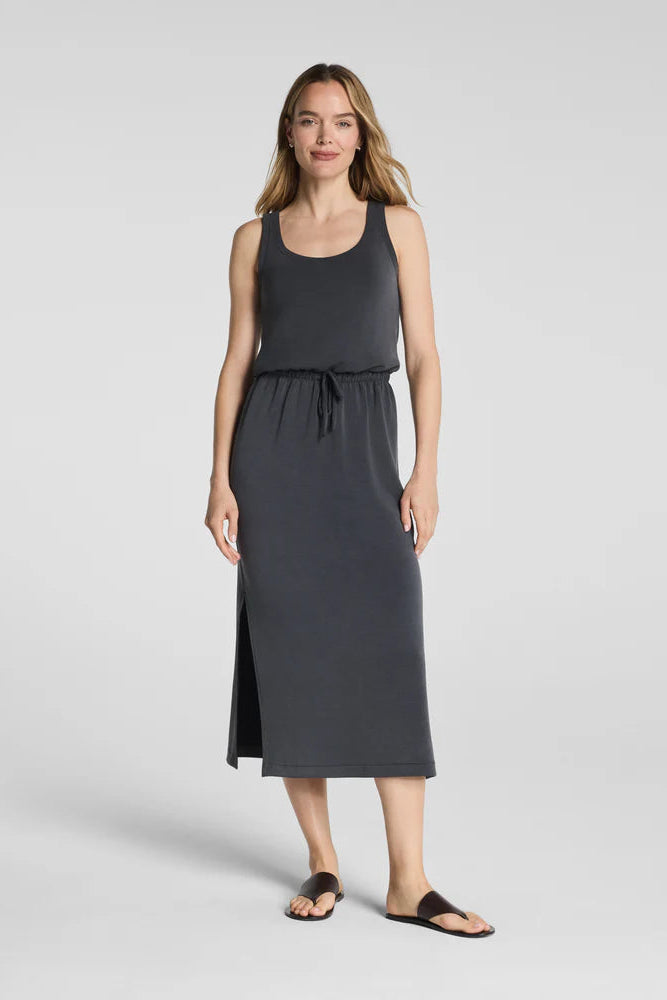 SPANX AirEssentials®: Sandwashed Cinched Maxi Tank Dress - Washed Graphite
