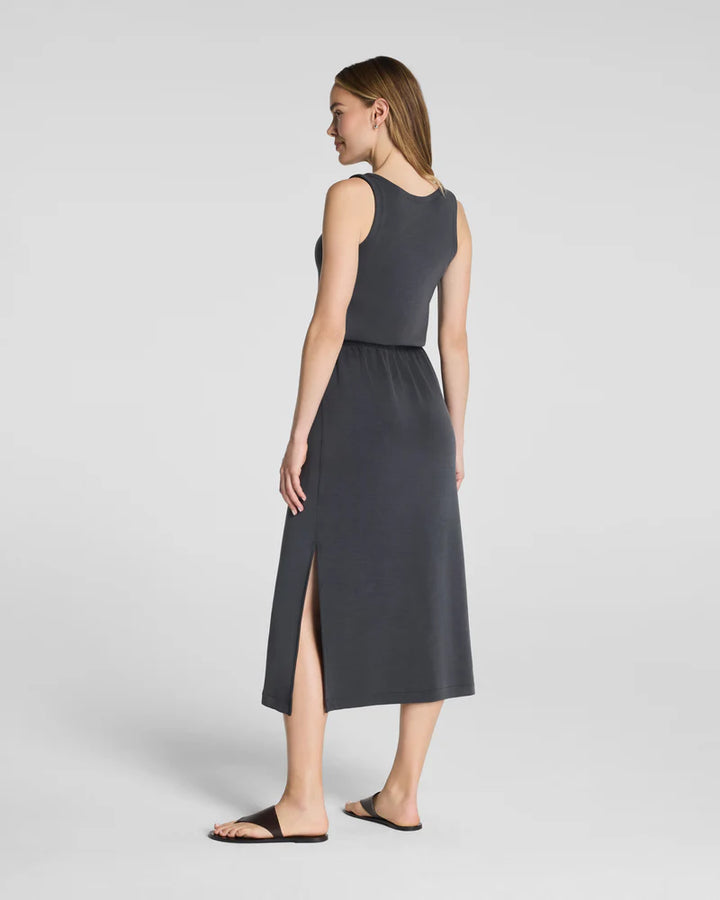 SPANX AirEssentials®: Sandwashed Cinched Maxi Tank Dress - Washed Graphite