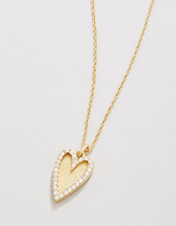 Spartina 449:  Happy Heart Necklace 18" - Gold/Crystal