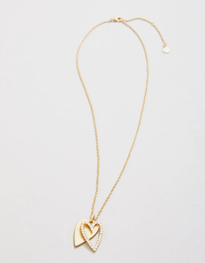 Spartina 449:  Happy Heart Necklace 18" - Gold/Crystal