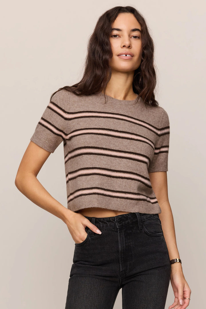 Z Supply: Gatewood Stripe Sweater Tee - Heather Ash