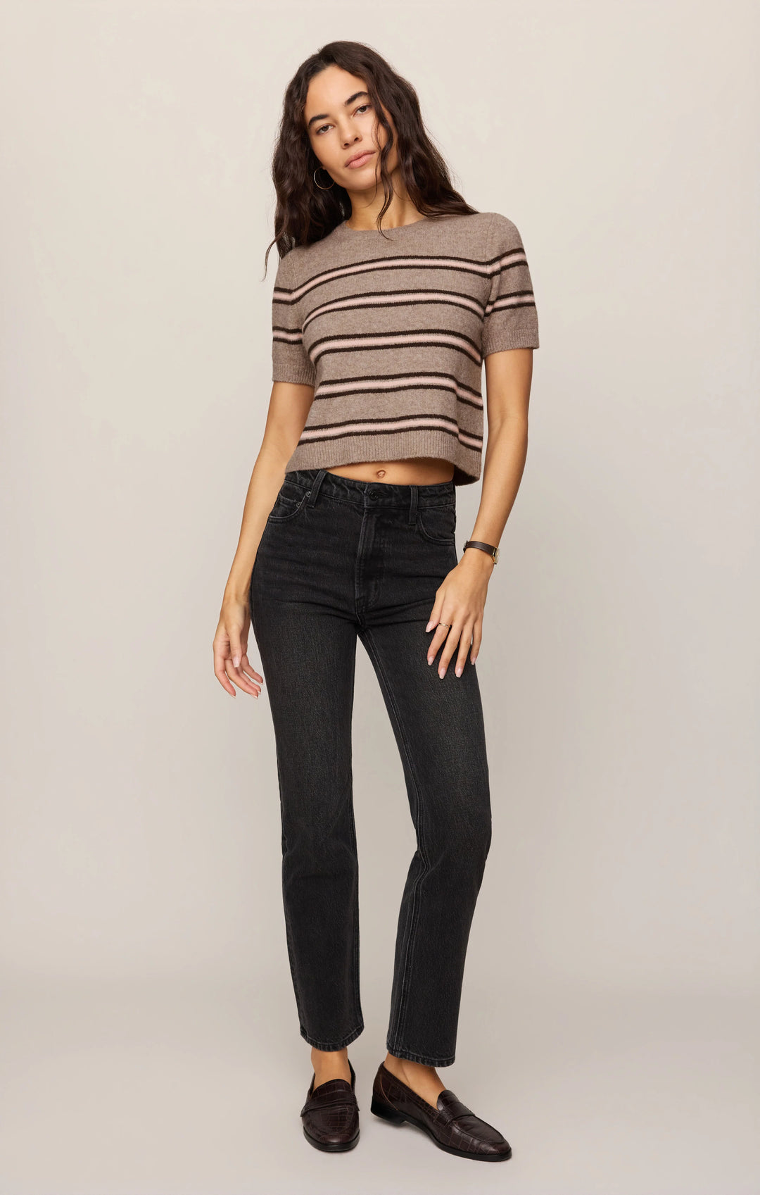 Z Supply: Gatewood Stripe Sweater Tee - Heather Ash