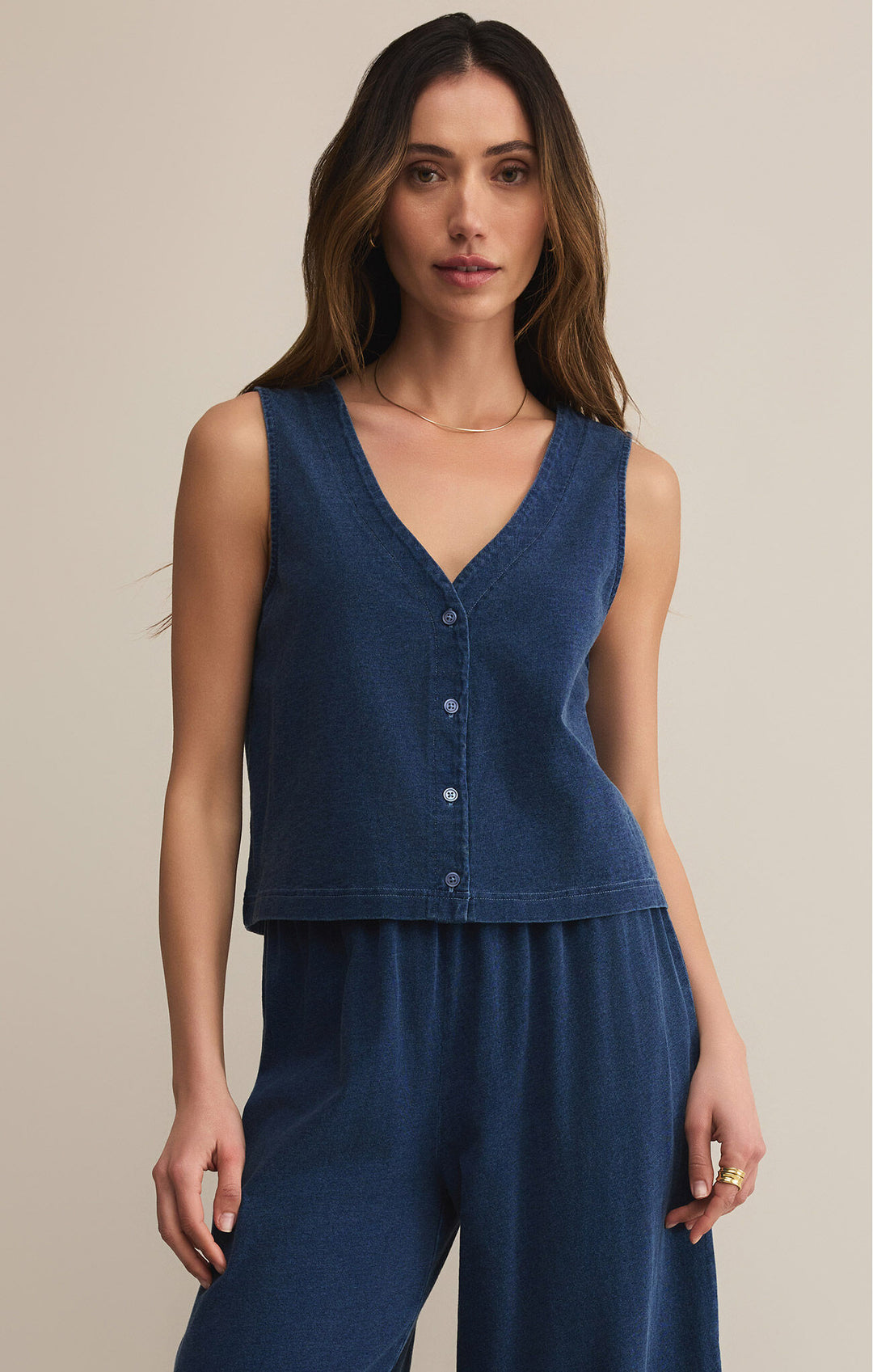 Z Supply: Solace Jersey Denim Top - Indigo