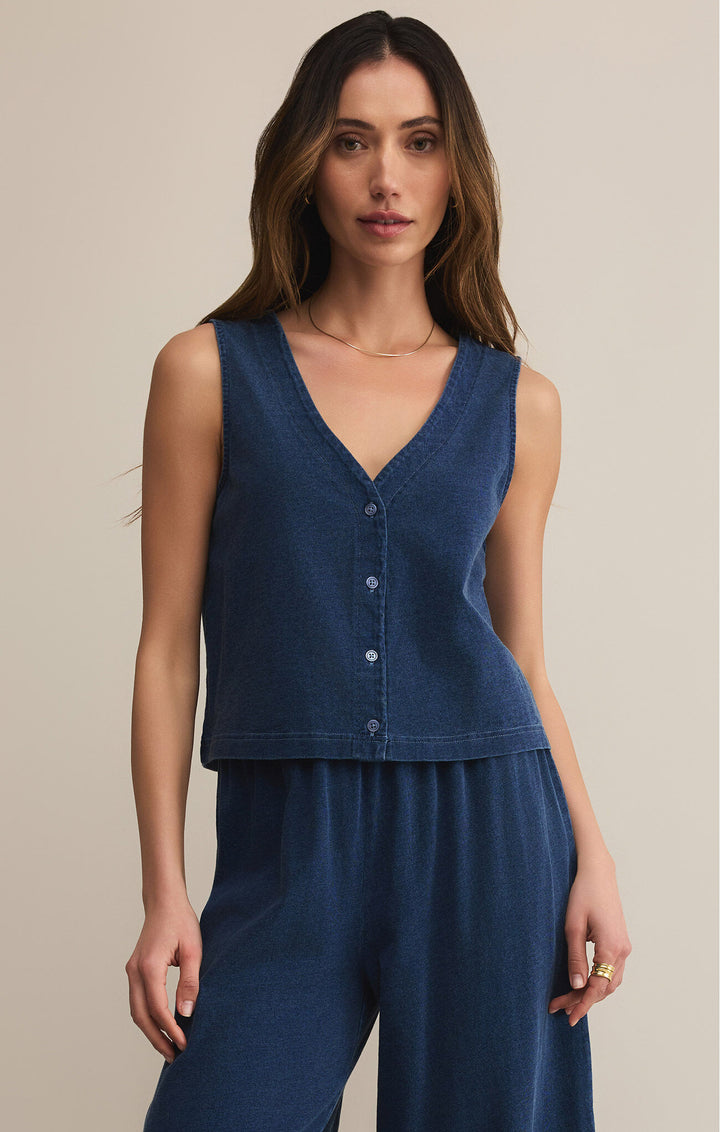 Z Supply: Solace Jersey Denim Top - Indigo