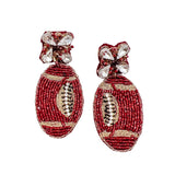 Treasure Jewels: Maroon Beaded Football Earring