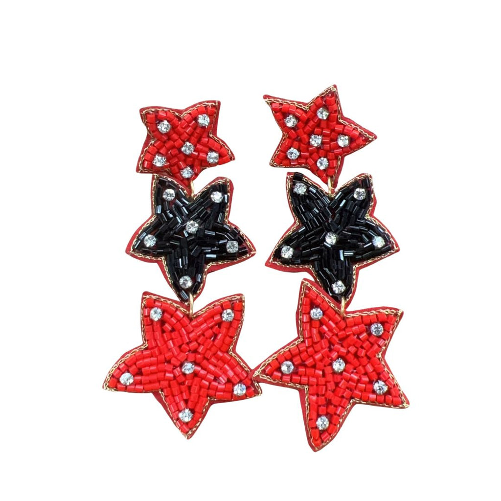 Treasure Jewels: Star Earrings Red/Black