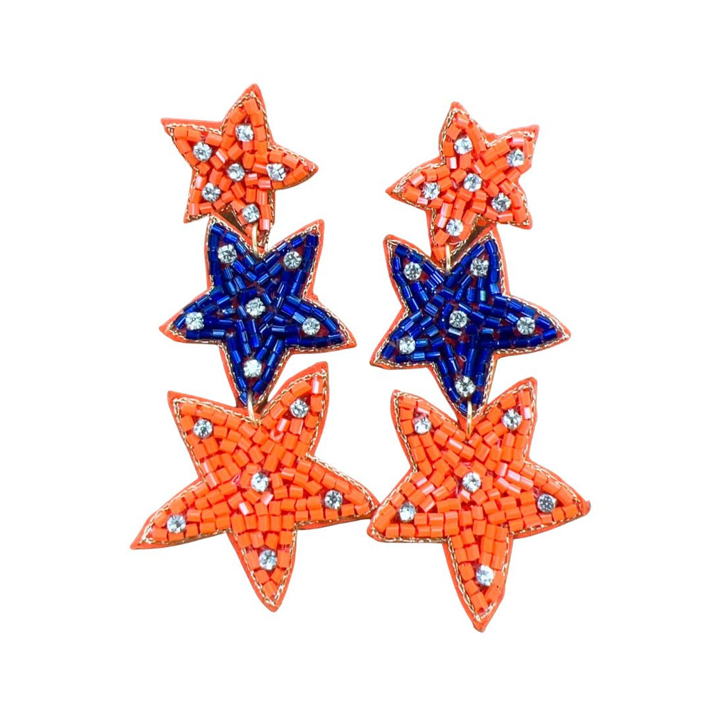 Treasure Jewels: Start Earrings Orange/Blue