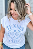 Tennis Club Graphic Tee with Roll up sleeves