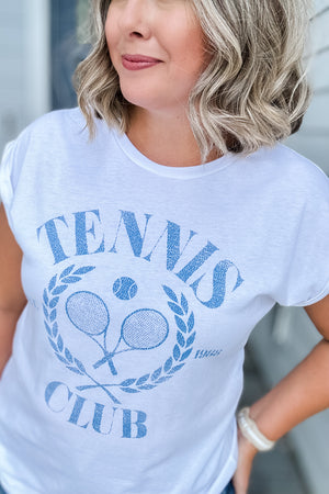 Tennis Club Graphic Tee with Roll up sleeves