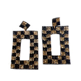 Treasure Jewels: Checkered Earrings Black/Gold