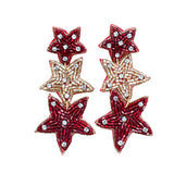 Treasure Jewels: Star Earrings Maroon/Gold