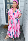 Multi Abstract Blocked Dress - Pink Lavender