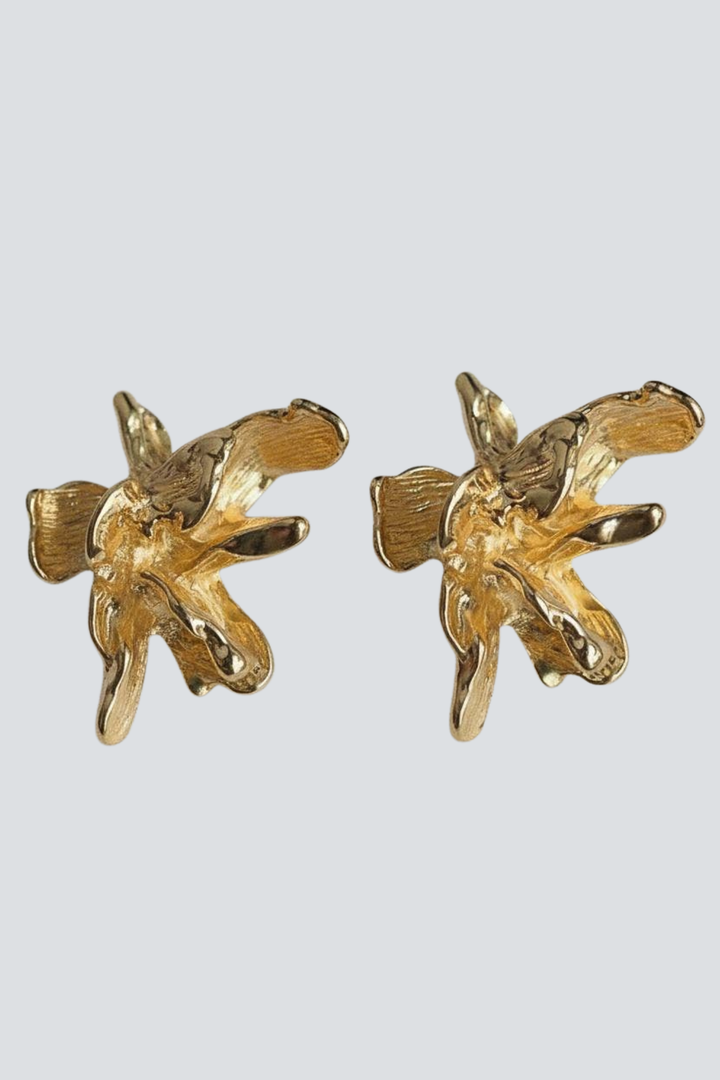 Vintage Inspired Iris Flower Stud Earrings