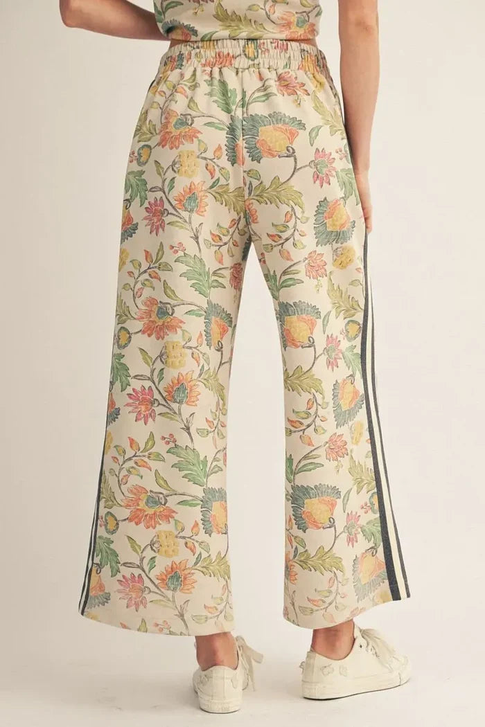 Bloom in Motion Wide Leg Pants  - Oatmeal