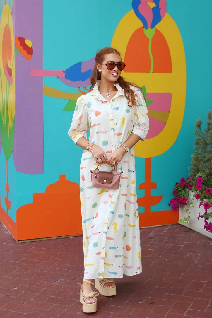 Karlie: Multi Fish Maxi Dress
